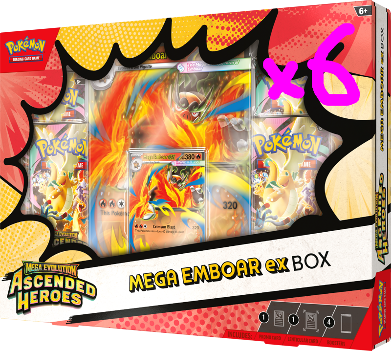 Pokemon: Ascended Heroes - Mega Emboar EX Collection Box (Case of 6)