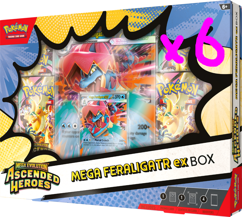 Pokemon: Ascended Heroes - Mega Feraligatr EX Collection Box (Case of 6)