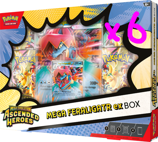 Pokemon: Ascended Heroes - Mega Feraligatr EX Collection Box (Case of 6)